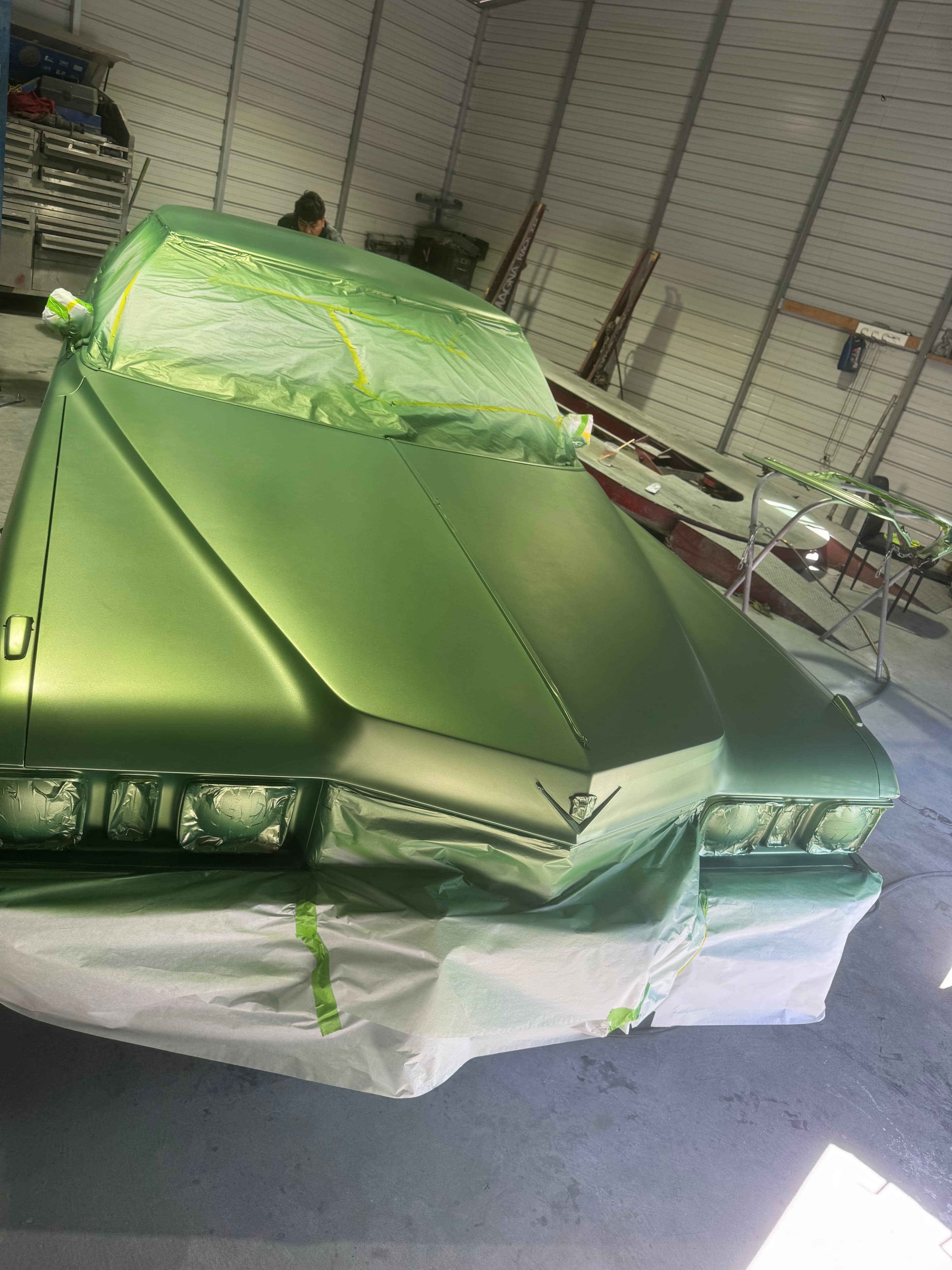 Custom wrap in progress at 1st Place Auto Collision Hayward